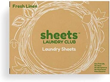 Sheets Laundry Club All In One Laundry Kit, 50 Fast Dissolving Fresh Linen Laundry Sheets, 1-8oz Scent Booster