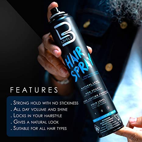 L3 Level 3 Hair Spray - Long Lasting Strong Hold Hair Spray for Men and Women, Suitable for All Hair Types