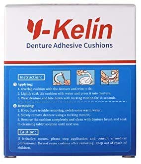 Y-Kelin Lower Denture Adhesive Cushions, Adhesive-Free Pads for Sore Gums, 30 Pads*2 (60 Strips)