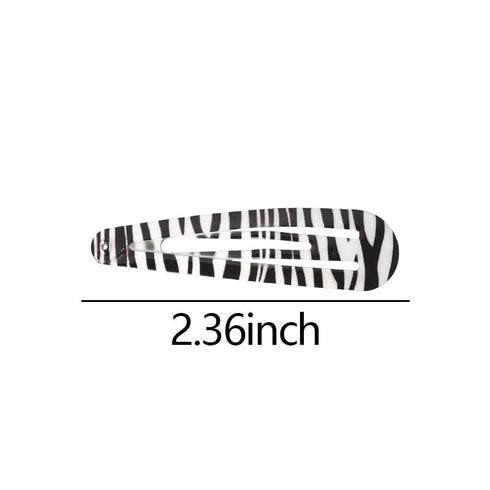 Zebra Print Hair Snap Clips, Black and White Trendy Metal Barrettes for Women Girls, 8 PCS