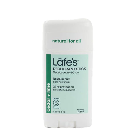 Lafe's Natural Deodorant Stick, 2.25oz, Aluminum Free, Cedar & Lime, 24-Hour Protection