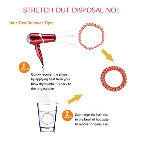 Spiral Hair Ties Set - 10 Piece Medium Coil Elastics for Thick Hair, Multicolor No-Crease Ties for Women and Girls