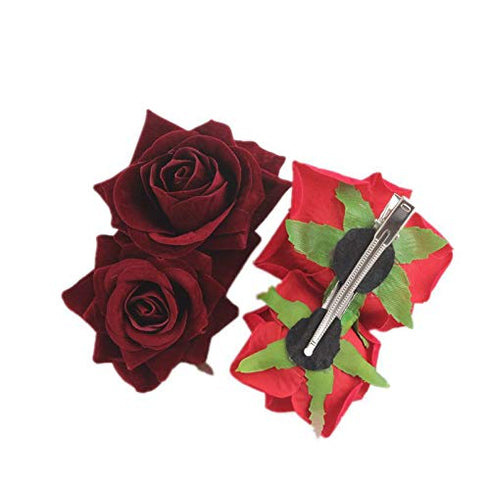 Rose Flower Hair Clip, 3D Red Roses Hair Accessories for Girls Women, Wedding Hair Clip