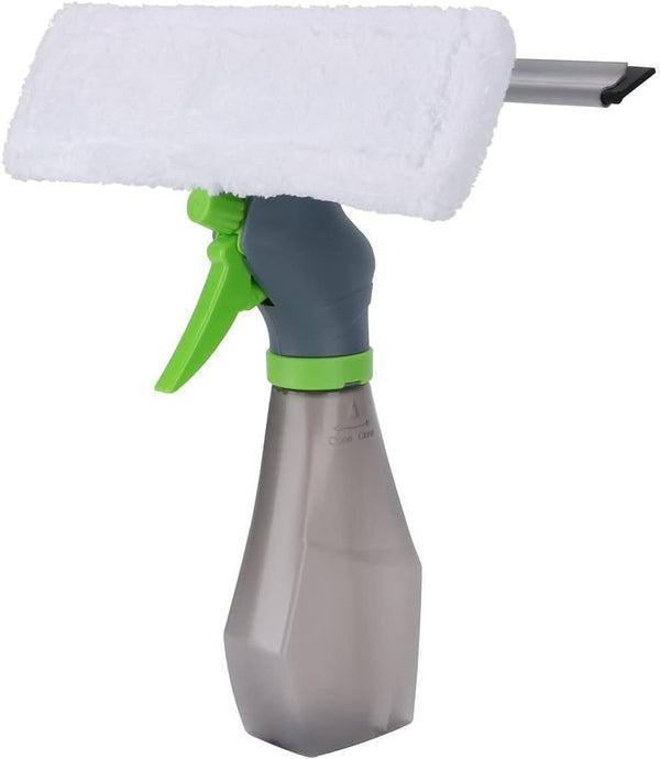 3 in 1 Window Cleaner Squeegee: Microfiber Washer, Glass Cleaning Tool with Spray Bottle for Home and Car Windows.