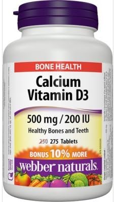 Webber Naturals Calcium Carbonate 500mg with Vitamin D3 200iu, 275 Tabs Bonus Pack