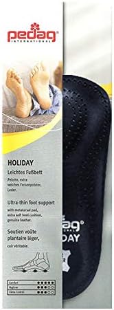 Pedag Holiday 3/4 Length Sheepskin Orthotic Inserts, Handmade in Germany, Arch Support, Black, 1 Pair, US Women 9 / EU