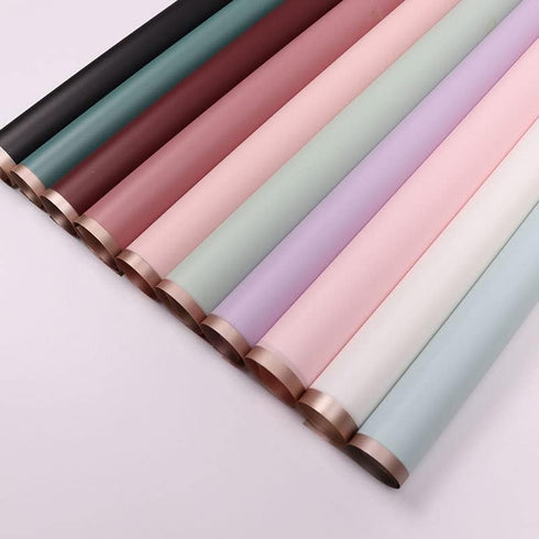 Maomoto 24 Count/12 Colors Gold Edge Flower Wrapping Paper, Waterproof Floral Wrapping Paper for DIY Crafts