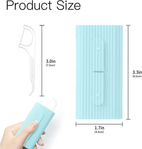 Portable Dental Floss Picks Case, 20 Count Pocket-Sized Professional Flosser Dispenser for Oral Care (Blue Green)