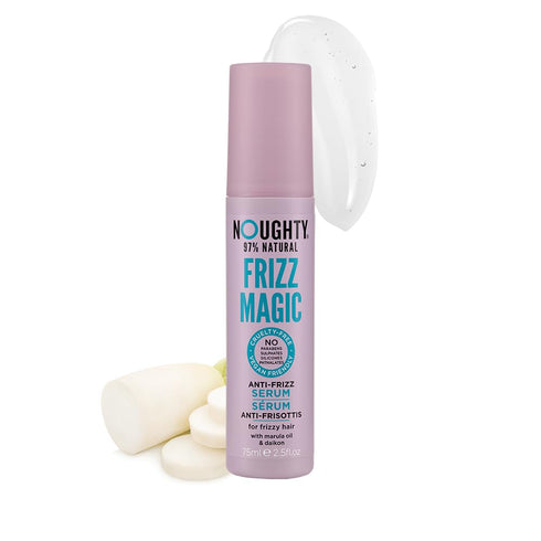 Noughty 97% Natural Frizz Magic Serum, Anti Frizz, Smoothing and Styling Formula for Frizzy, Curly and Wavy Hair with Marula Oil and Daikon, Sulphate Free Vegan Haircare 75ml