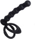 HAOSOAH 2-in-1 5.12 Inch 2.3 oz Dual Cock Ring with Anal Plug, Silicone Design, Length, (Black)