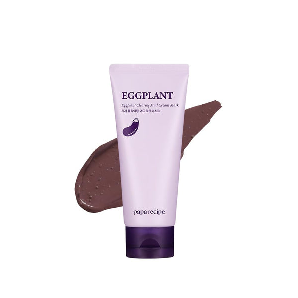 Papa Recipe Eggplant Mud Cream Mask, Hydrating Wash Off Pack, Pore Cleansing Exfoliator, Korean Skin Care for Men and