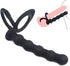 HAOSOAH 2-in-1 5.12 Inch 2.3 oz Dual Cock Ring with Anal Plug, Silicone Design, Length, (Black)