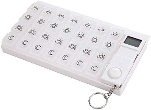 LongStone Weekly Digital Pill Organizer 7 Days 28 Compartments Medicine Box with 5
