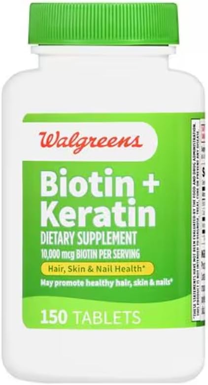 Walgreens 150 Count 10mg 100mg Biotin + Keratin | Tablets | of Biotin + of Keratin | Hair, Skin, and Nail Support