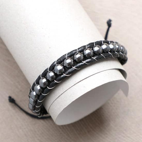 Hematite Therapy Bracelet for Men and Women, Natural Pain Relief and Healing Stones, One Size