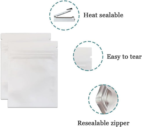 FERENLI 100 Pcs Mylar Food Storage Bag, Zipper Lock Matte Aluminum Foil Airtight Bag with Front Window
