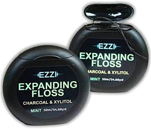 Woven Expanding Dental Floss, Naturally Waxed & Textured with Charcoal & Xylitol, Mint, 109 Yards