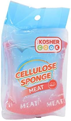 Meat Red Dishwashing Sponges - Multifunctional Absorbent Cleaning Cellulose Scrub and Scouring Pad - Durable and Soft - Color Coded Home and Kitchen Accessories by The Kosher Cook by The Kosher Cook