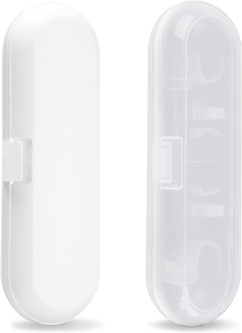 Fowecelt 2 Pack Electric Toothbrush Travel Case for Oral-B Pro, Portable Toothbrush Holder (White & Clear)
