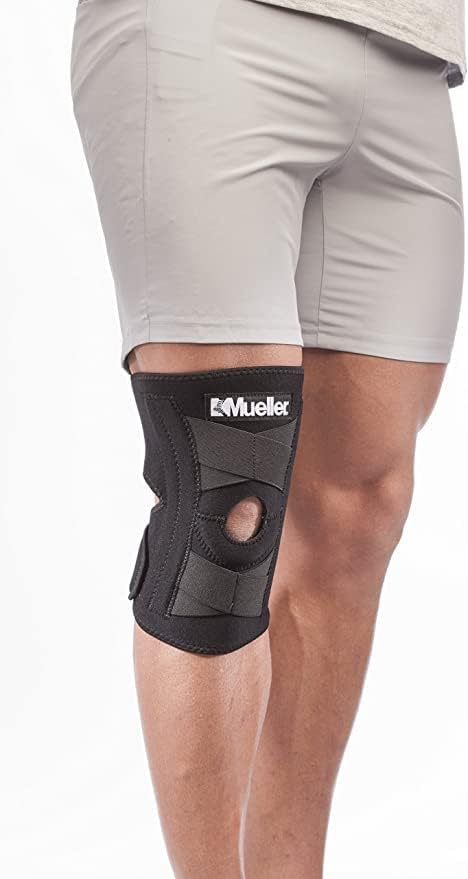 MUELLER Knee Stabilizer - Self Adjusting Support for Pain Relief, Ideal for Arthritis & Sprains, One Size, Black