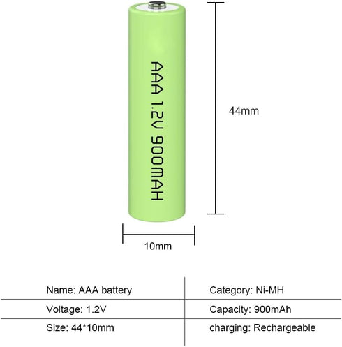 10 Packs 1.2V AAA 900mAh Ni-MH Rechargable Batteries for Solar Lights(AAA Size)