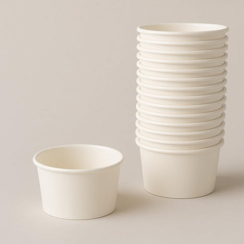 Lakesstory White 4 oz Paper Ice Cream Cups 25-Count Disposable Dessert Bowls for