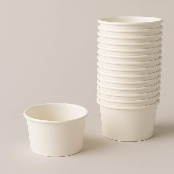 Lakesstory White 4 oz Paper Ice Cream Cups 25-Count Disposable Dessert Bowls for