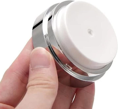 Refillable Airless Pump Jars, Empty Acrylic Cosmetic Containers for Thick Moisturizer, 2 Pack, 1 oz, White.