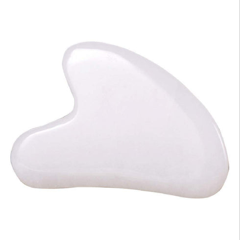 Gua Sha Crystal Jade Stone Board for Skincare, Scraping Face Back Massage Relax Therapy Treatment (White Jade)