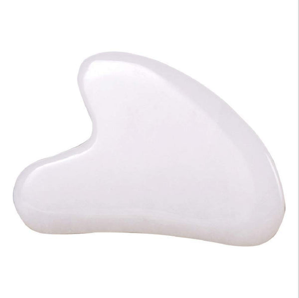 Gua Sha Crystal Jade Stone Board for Skincare, Scraping Face Back Massage Relax Therapy Treatment (White Jade)