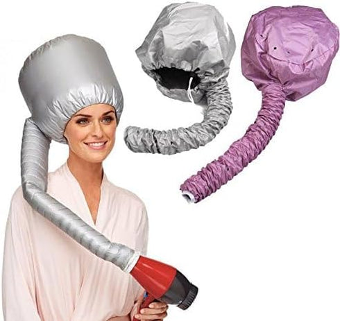 Kingzhuo 2 Pcs Bonnet Hair Dryer, Portable Safe Soft Hat Hair Dryer for Women (Silver and Pink)