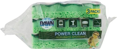 Dawn Power Clean Wedge-Shaped Scrubber Sponges, Green (Pack of 3)