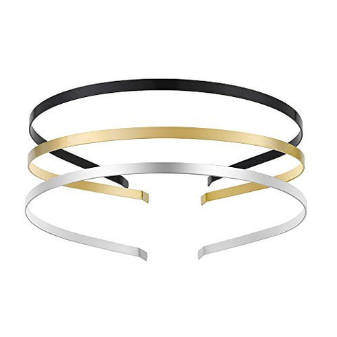 Womens Metal Headbands Pack of 12 - 3 Colors Black Gold Silver Plated Hairbands