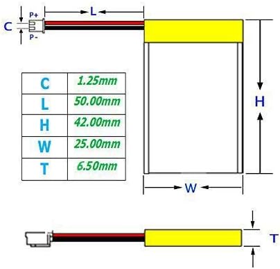 3.7V 800mAh Lithium Ion Polymer Rechargeable Battery