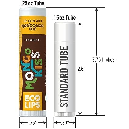 LIP BALM Mongo Kiss 6-Pack (6 tubes) Vanilla Honey by Eco Lips, 100% Organic Beeswax & Cocoa Butter