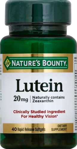 Nature's Bounty Lutein Pills, Eye Health Supplements and Vitamins, Support Vision Health, 20 mg, 40 Softgels