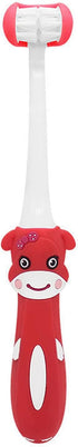2 Pieces 3 Sided Toddler Toothbrush - Soft Bristles for Kids Tooth and Gum Care (C4 Red+Green)