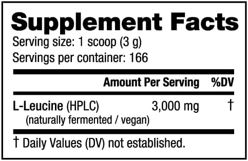 NutraBio Leucine Amino Acid Supplement, Muscle Growth and Recovery, Vegan, Non-GMO, Gluten Free, 500 Grams