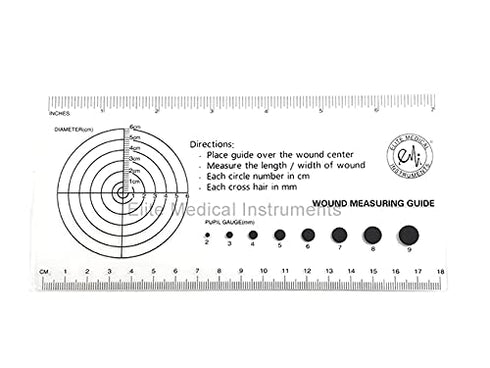 EMI Multi-Purpose Medical Ruler with Wound Measuring and Pupil Gauge Reference Guide