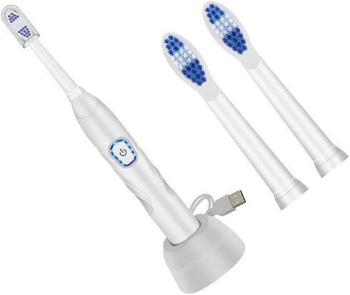 Set Electric Toothbrush for Kids - USB Charging, Gentle Bristles, White