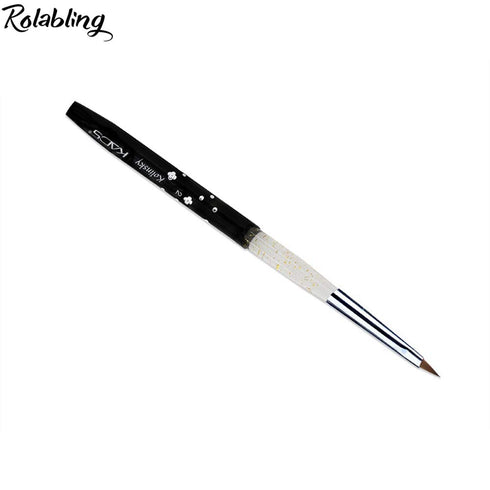 Black Size 2# 100% Kolinsky Sable Acrylic Nail Art Brushes UV Gel Nail Painting Pen Brushes (Size 2)