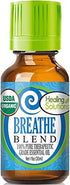 Healing Solutions Breathe Easy Organic Essential Oil - Pure & Undiluted Blend for Diffuser, 1 oz (30ml)