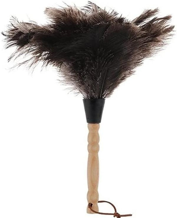 Anti-Static Ostrich Feather Duster, Wooden Handle Dust Cleaning Tool for Dusting