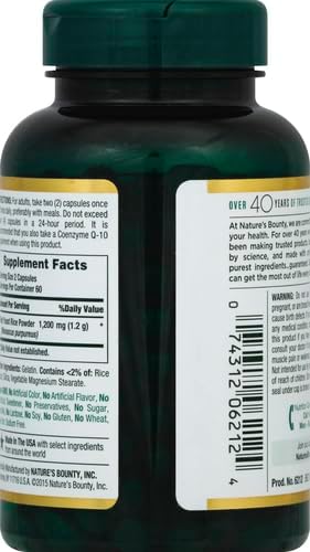 Nature's Bounty Red Yeast Rice Pills, 600mg, 120 Capsules, Herbal Health Supplement