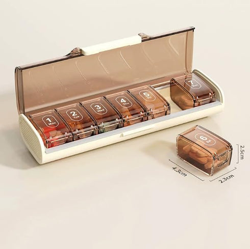 QXMYGSLSD 7 Weekly Pill Organizer Arthritis Friendly, BPA Travel Day Pill Box Design and Large Compartment to Hold