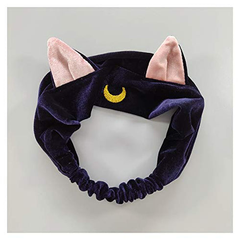 Ziper Cute Cat Usagi Moon Cosmetic Hairband - Shower Headband, Blue