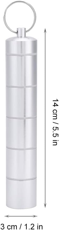 Drug Holder, Aluminum Alloy Waterproof Pill Key Chain Container with Key Ring for Outdoor Activities, Daily Use,
