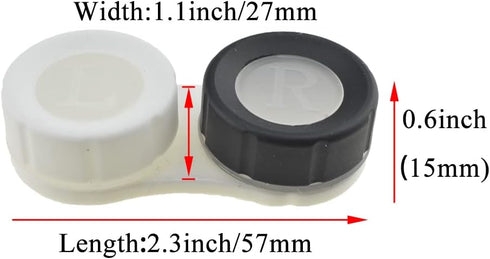 HAHIYO Contact Lens Case Box Holder Kit with Mirror Durable Leakproof Light Convenient Left/Right Eyes Contact Lens Container Soak Storage Kit with Tweezer Remover Tool Solution Bottle, Black 2 Pack