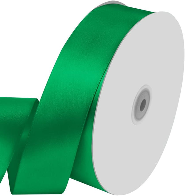 Green Satin Ribbon, 1-1/2" Wide x 100 Yards for Valentine's Day Crafts, Gift Wrapping, Floral Sewing