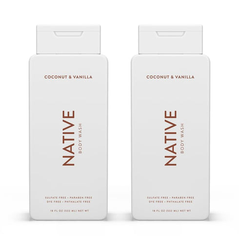 Native Body Wash - Naturally Derived Ingredients for Women & Men, Sulfate, Paraben, & Dye Free, Coconut & Vanilla 18 oz